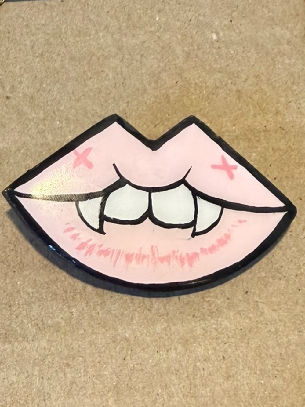 Pink Vampire Lips Enamel Pin